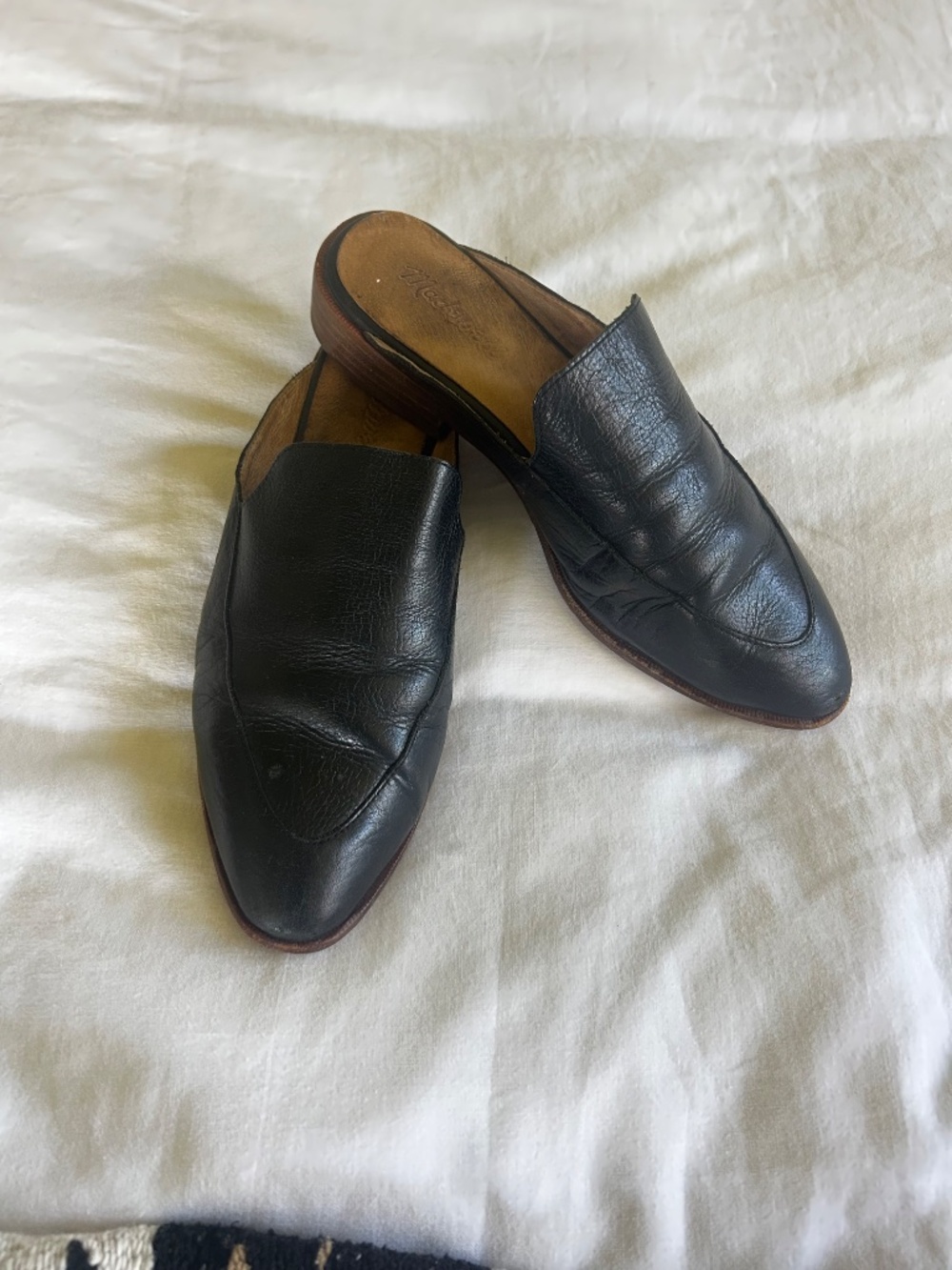 madewell frances black leather pointed toe mule slides size 8 - Picture 2 of 6
